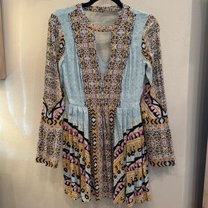 Free‎ People Tegan Multicolor Patterned Mini Dress - size 2